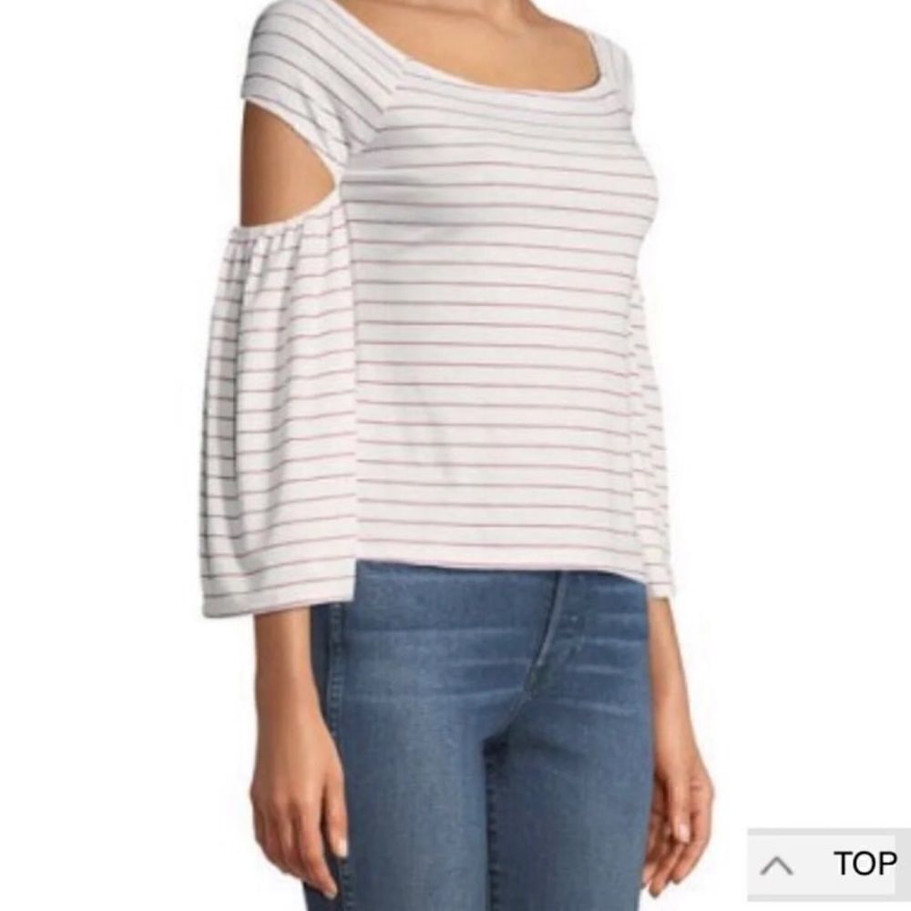 FREE GENERATION WHITE TOP WITH RED STRIPES - Picture 3 of 3